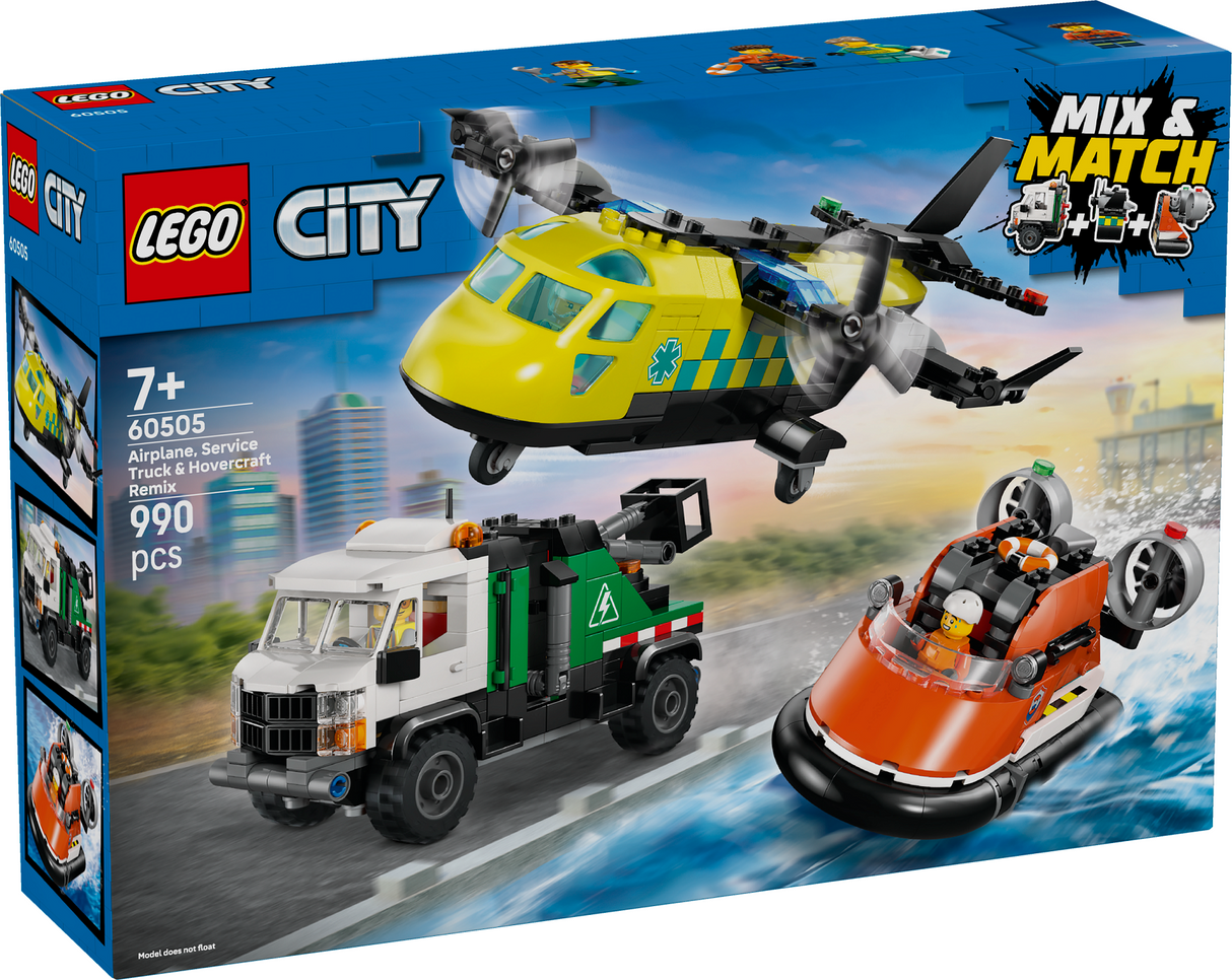 LEGO City Lennuki, hooldusauto ja hõljuki remiks 60505L