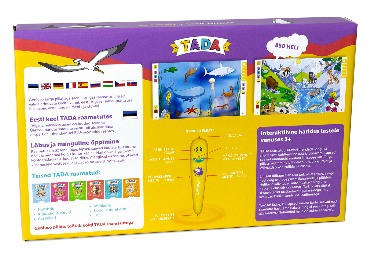TADA rääkiva raamatu stardikomplekt: pliiats ja loomade teema 045147G
