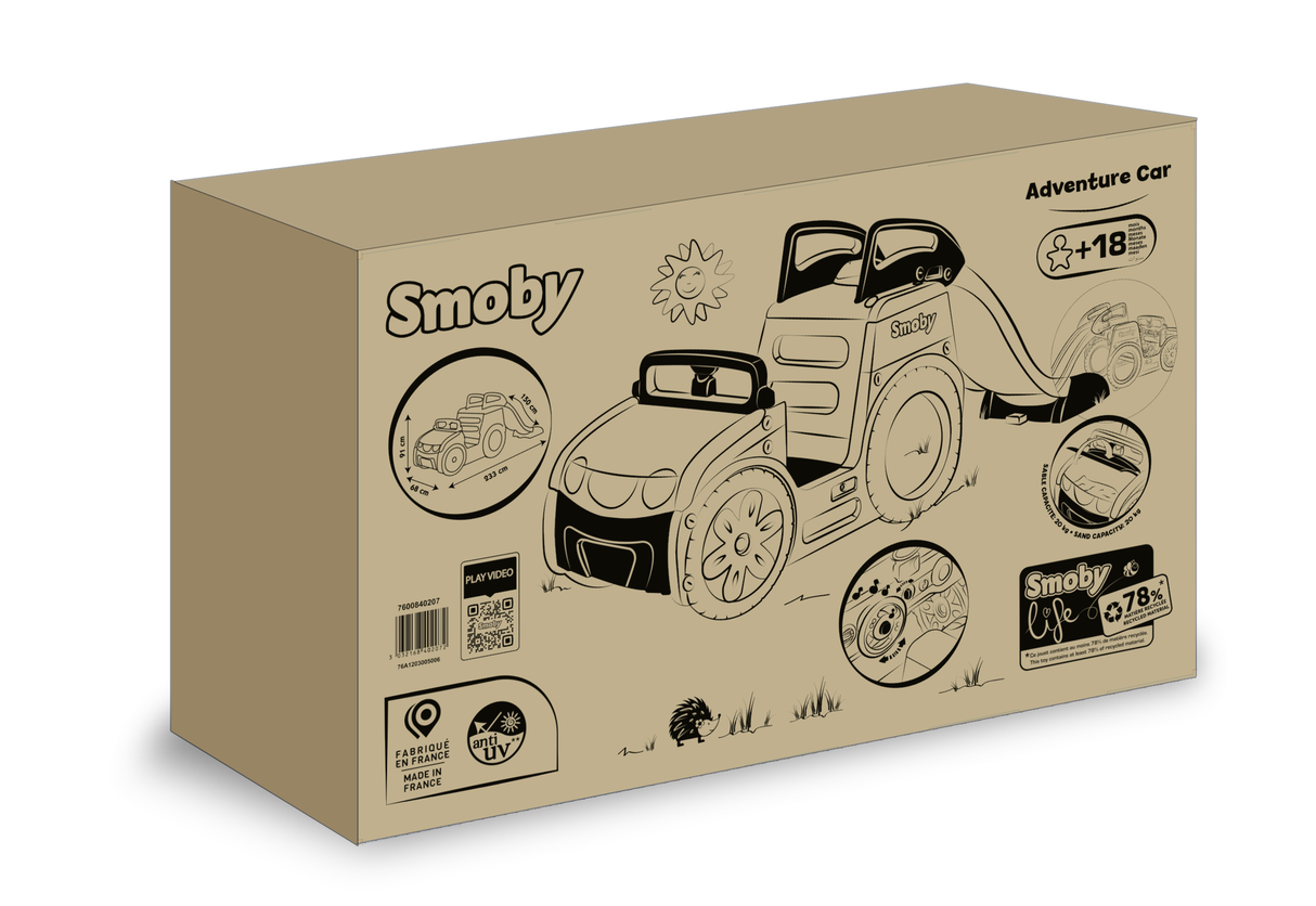 Smoby kolm-ühes auto liumäe ja liivakastiga 840207S