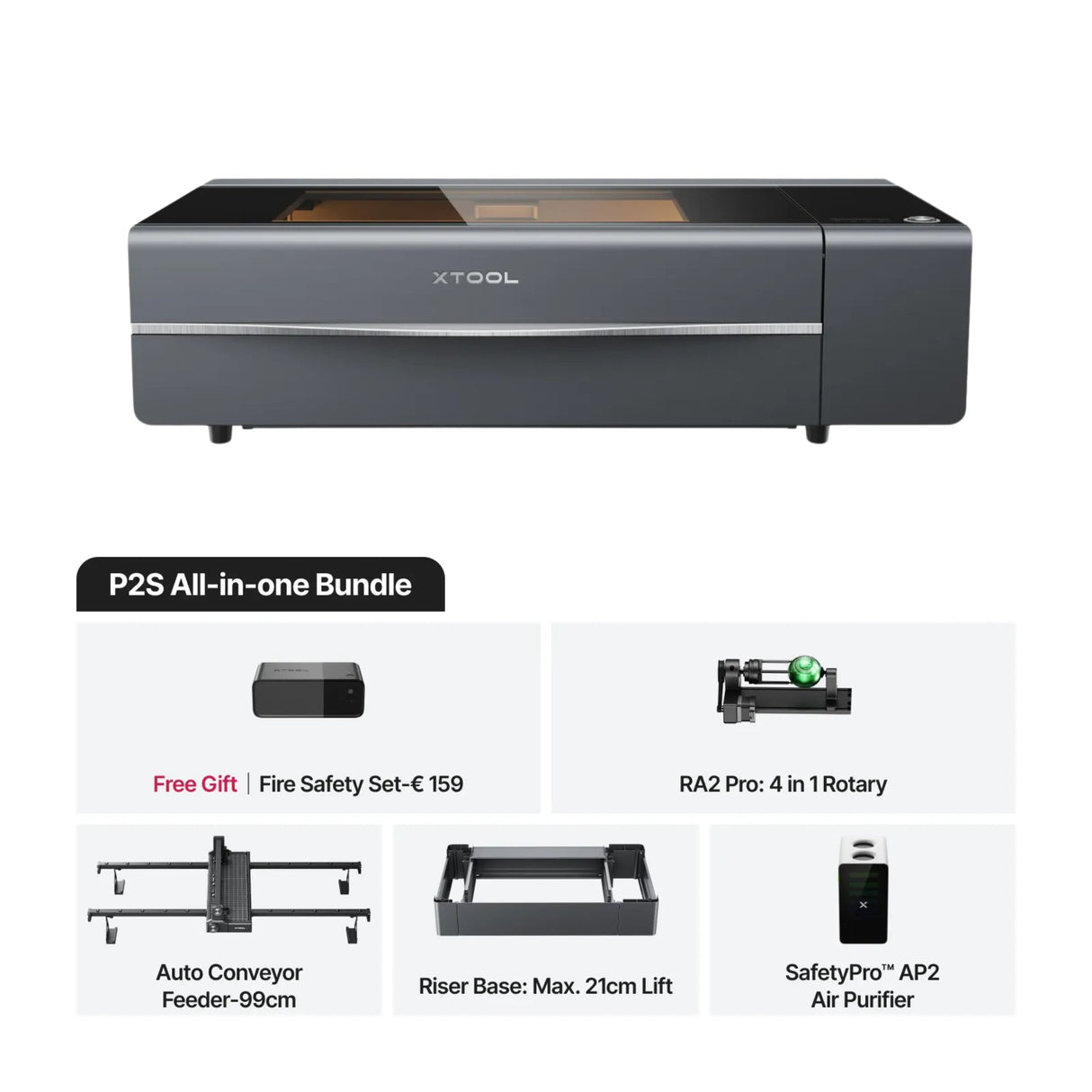 xTool P2S 55W töölaua CO2 laserlõikuri kõik-ühes komplekt, Klass 4 P1030634-AIO